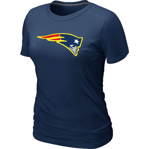 New England Patriots Women's Neon Logo Charcoal NFL T-Shirt - Dark Blue